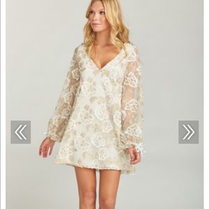 Long sleeve lace petal mumu dress